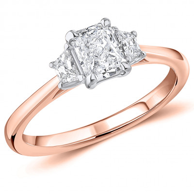 Radiant Cut Trilogy Set with Plain Shoulders  Trilogy Ring Metal Image