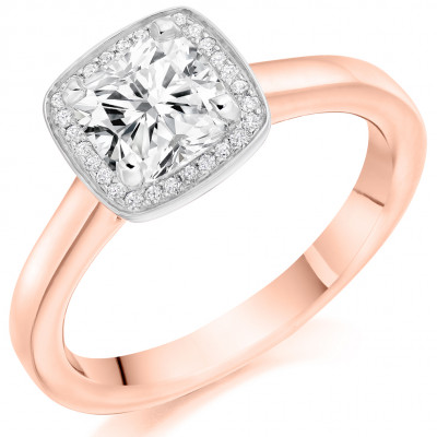 Cushion Cut Halo with Plain Shoulders Engagement Ring Metal Image