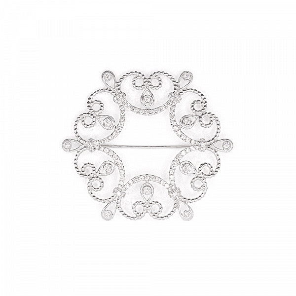 Image of 1.24ct Natural Diamond Brooch in White Gold