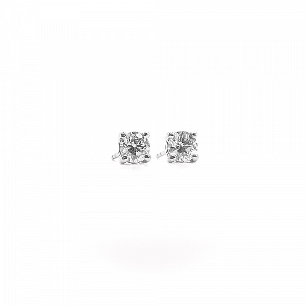 Image of 0.70ct Natural Round Brilliant Cut Diamond Studs in Platinum