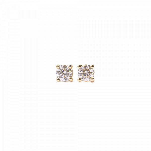 Image of 0.50ct Natural Round Brilliant Cut Diamond Stud Earrings in Yellow Gold