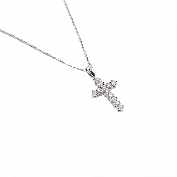 Image of 0.55ct Diamond Cross with Chain in White Gold