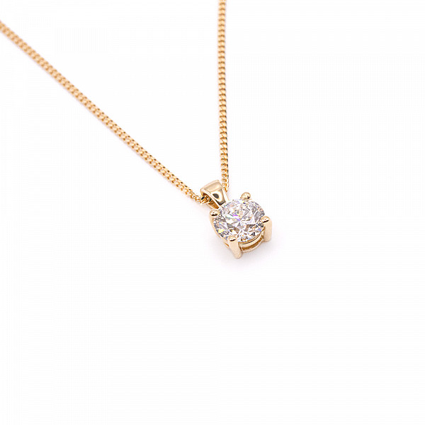 Image of 0.70ct Natural Round Brilliant Cut Diamond in 18ct Yellow Gold Pendant