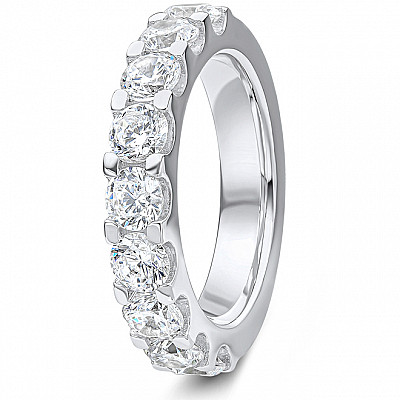 2.00ct Lab Grown Round Diamond Claw Set Band | D VVS | Platinum Image