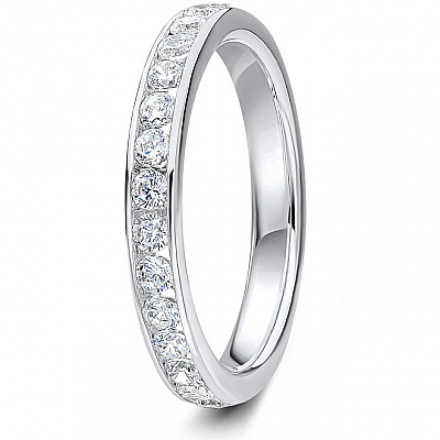 0.50ct Lab Grown Round Diamond Channel Set Wedding Band | D VVS | Platinum Image