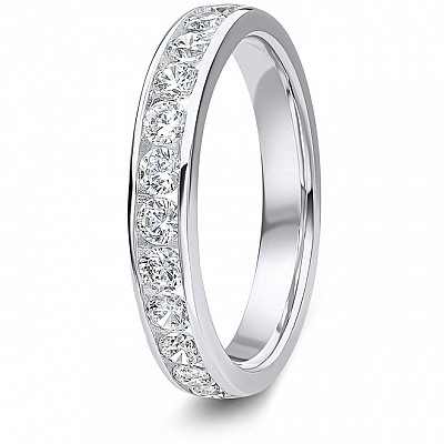 0.75ct Lab Grown Round Diamond Channel Set Wedding Band | D VVS | Platinum Image