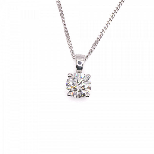 Image of 0.71ct Natural Round Brilliant Cut Diamond Pendant in White Gold