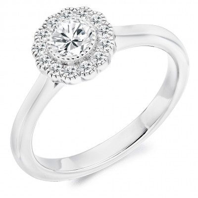 Round Brilliant Halo with Plain Shoulders Engagement Ring Metal Image