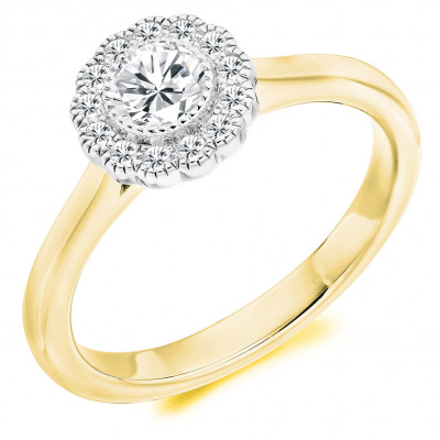 Round Brilliant Halo with Plain Shoulders Engagement Ring Metal Image