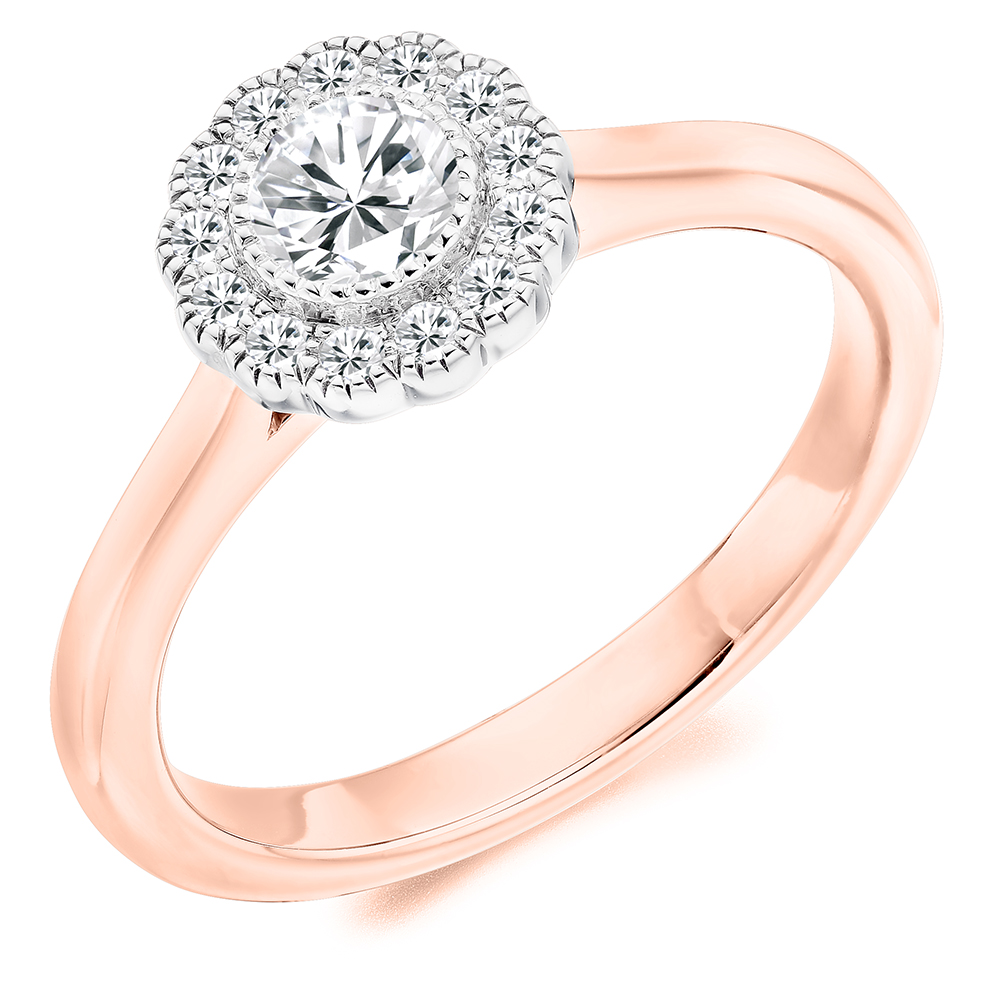 Round Brilliant Halo with Plain Shoulders Engagement Ring Image