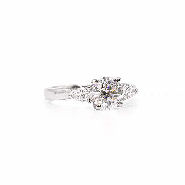 Image of 1.12ct Lab Grown Round Brilliant Cut Diamond Trilogy Set with Plain Shoulders Ring