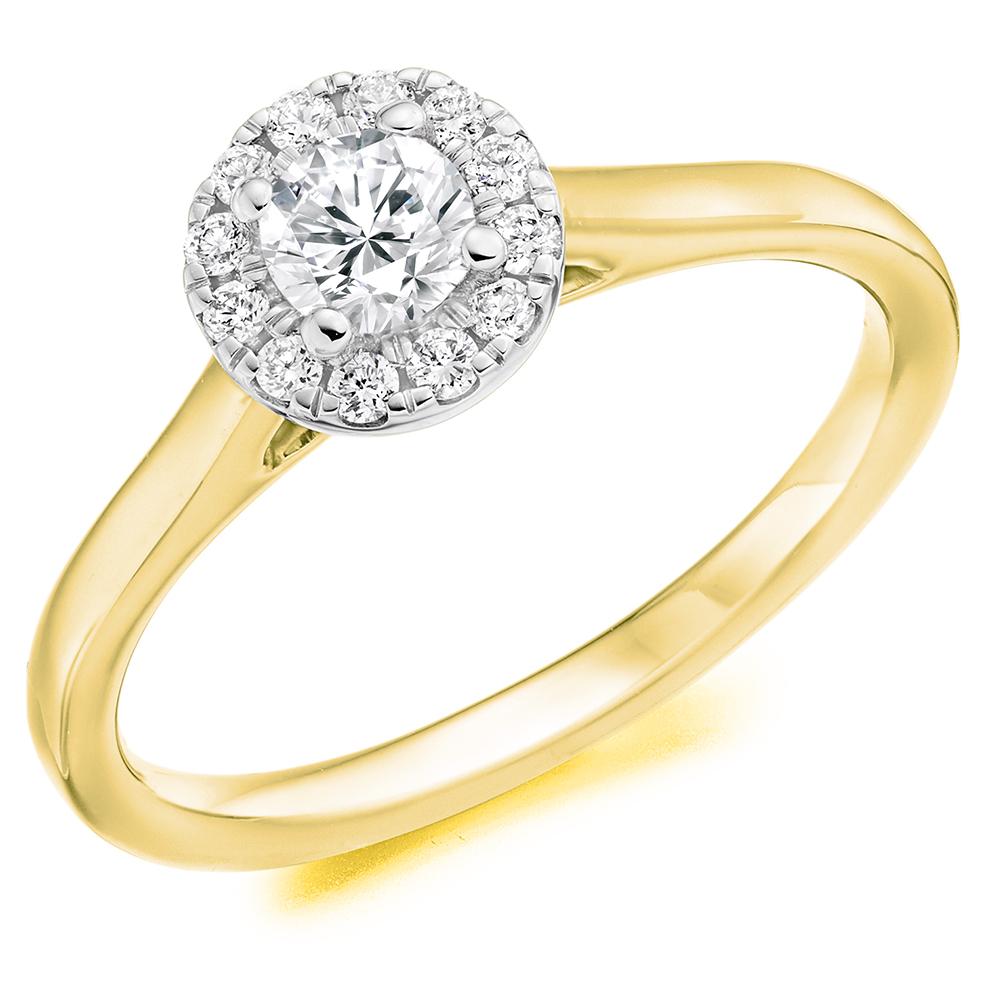 Round Brilliant Halo with Plain Shoulders Engagement Ring Image