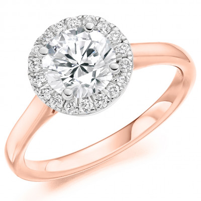 Round Brilliant Halo with Plain Shoulders Engagement Ring Metal Image