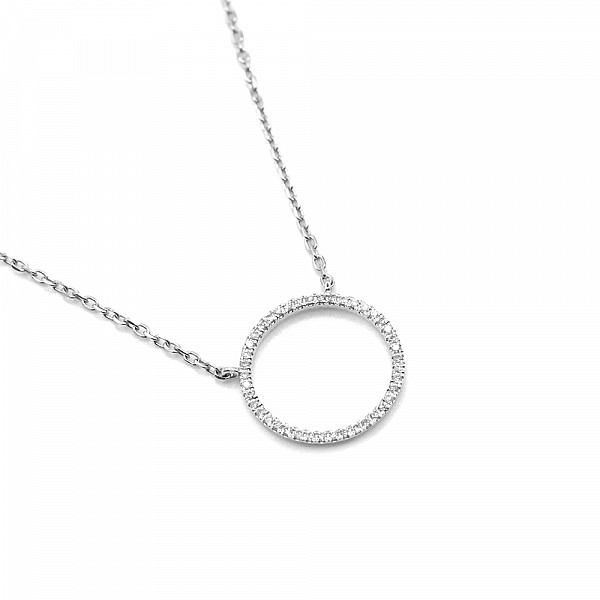 Image of 0.15ct Natural Diamond Circle of Life Pendant in White Gold