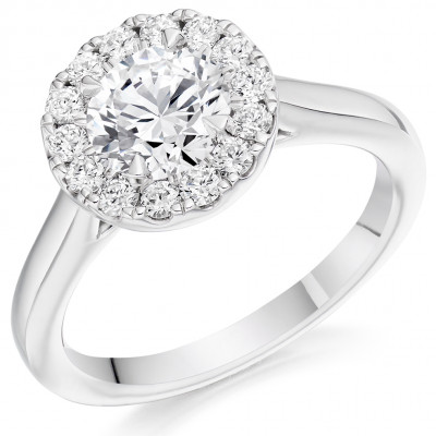 Round Brilliant Halo with Plain Shoulders Engagement Ring Metal Image