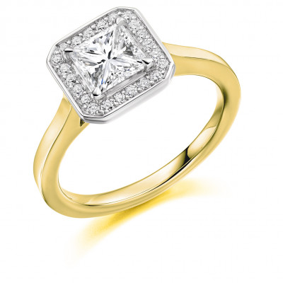 Princess Cut Halo with Plain Shoulders Engagement Ring Metal Image