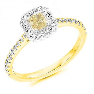 Radiant Cut Halo with Diamond Set Shoulders Engagement Ring Metal Image