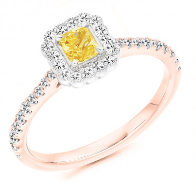 Radiant Cut Halo with Diamond Set Shoulders Engagement Ring Metal Image