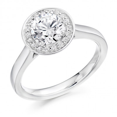 Round Brilliant Halo with Plain Shoulders Engagement Ring Metal Image