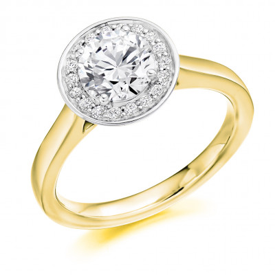 Round Brilliant Halo with Plain Shoulders Engagement Ring Metal Image