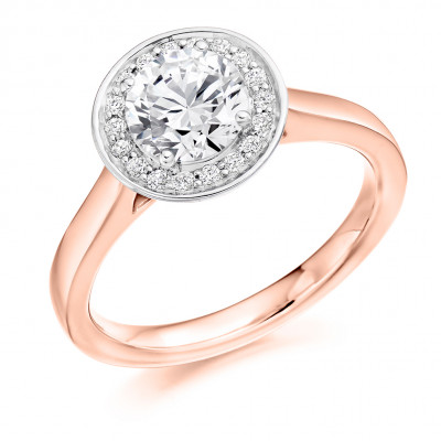 Round Brilliant Halo with Plain Shoulders Engagement Ring Metal Image