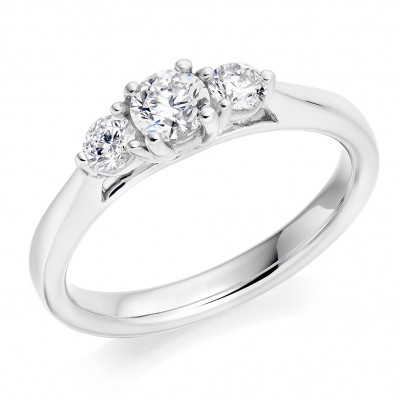 Round Brilliant Trilogy Set with Plain Shoulders  Trilogy Ring Metal Image