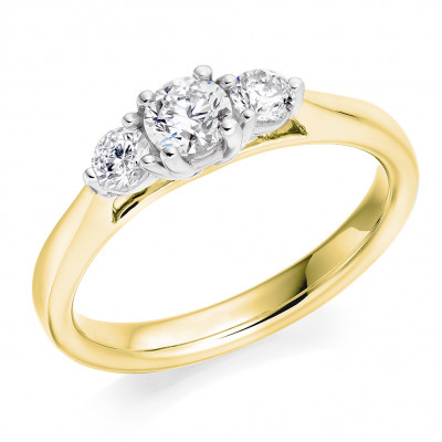 Round Brilliant Trilogy Set with Plain Shoulders  Trilogy Ring Metal Image