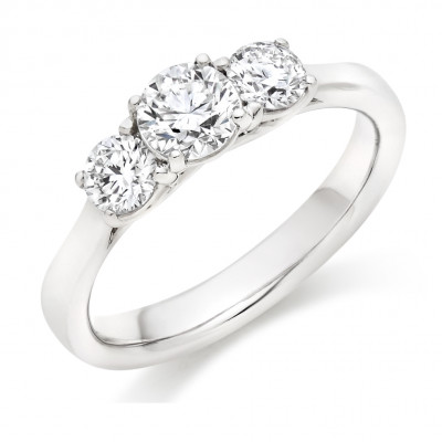 Round Brilliant Trilogy Set with Plain Shoulders Trilogy Ring Metal Image