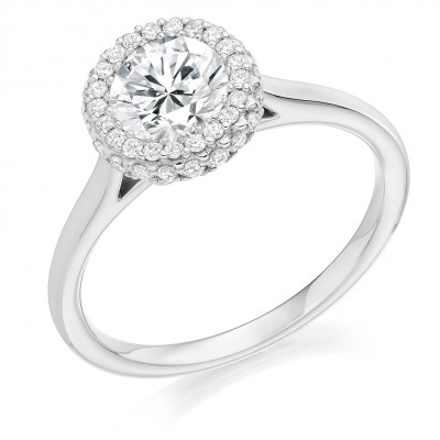 Round Brilliant Halo with Plain Shoulders Engagement Ring Metal Image