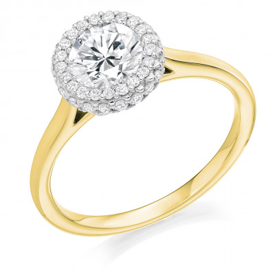 Round Brilliant Halo with Plain Shoulders Engagement Ring Metal Image