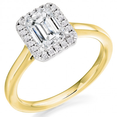 Emerald Cut Halo with Plain Shoulders Engagement Ring Metal Image