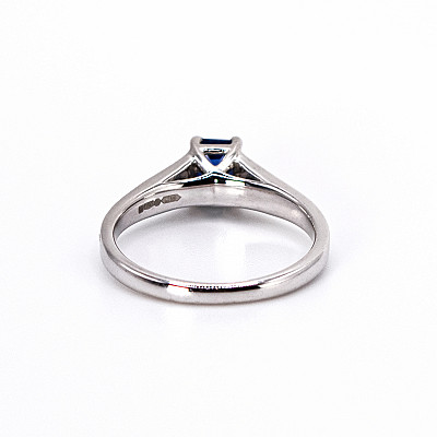 0.47ct Natural Emerald Cut Sapphire and Natural Baguette Cut Diamond Shoulders Ring in Platinum Image