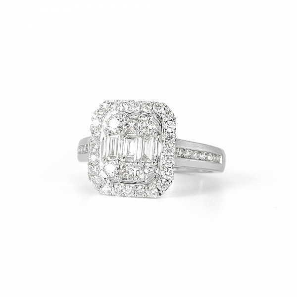 Image of 1.14ct Art Deco Style Natural Diamond Ring in White Gold
