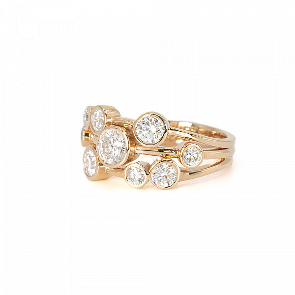 Image of 1.50ct Natural Round Brilliant Cut Diamond Bubble Ring in Rose Gold