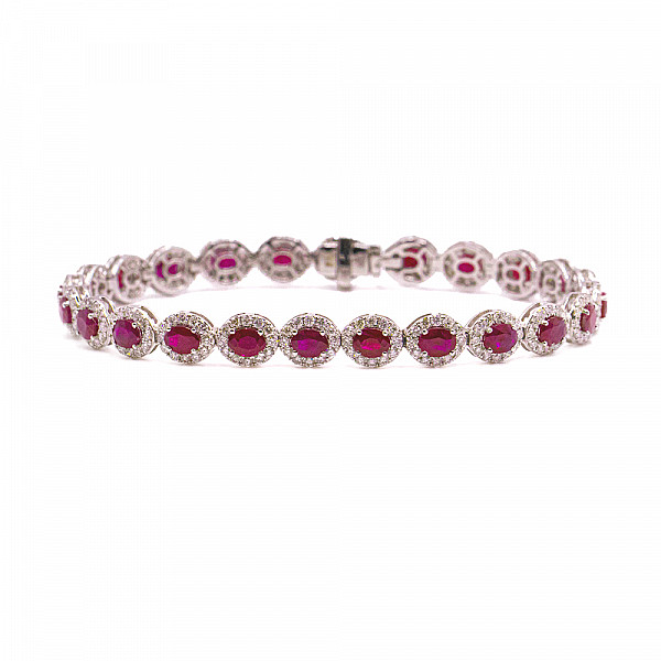 Image of 7.54ct Ruby and Diamond Bracelet in White Gold
