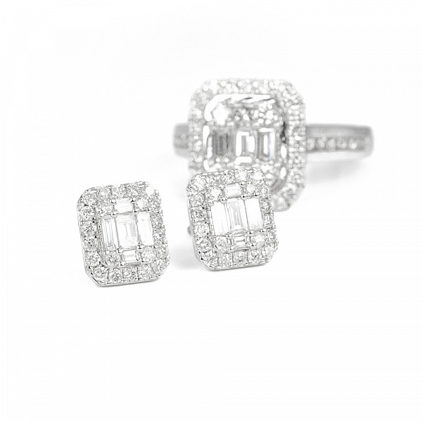 Image of 1.50ct Art Deco Natural Diamond Stud Earrings in White Gold
