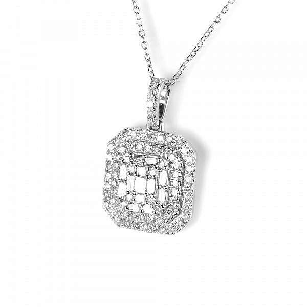 Image of 1.00ct Art Deco Style Natural Diamond Pendant in White Gold