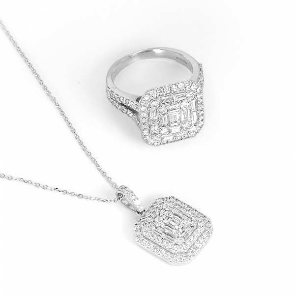 Image of 2.05ct Art Deco Style Natural Diamond Ring in White Gold