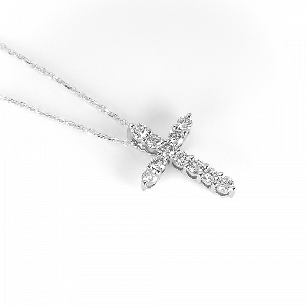 Image of 0.50ct Natural Diamond Cross Pendant in White Gold