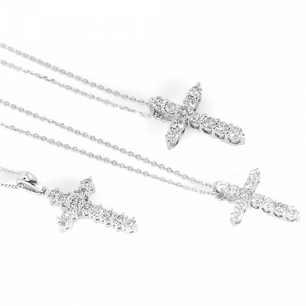 Image of 0.75ct Natural Diamond Cross Pendant in White Gold
