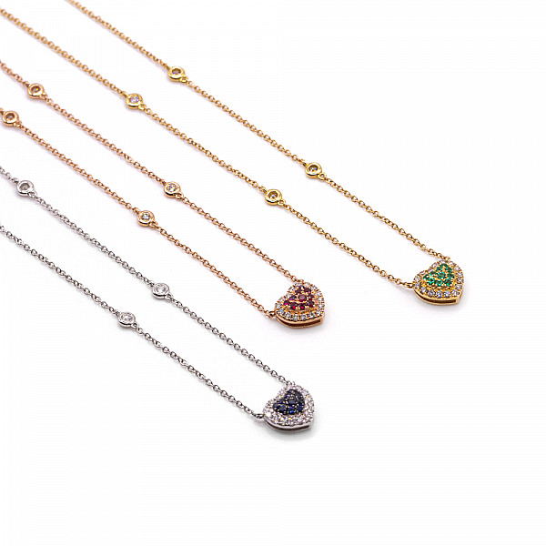 Image of 0.19ct Natural Ruby and Natural Diamond Heart in Rose Gold Pendant