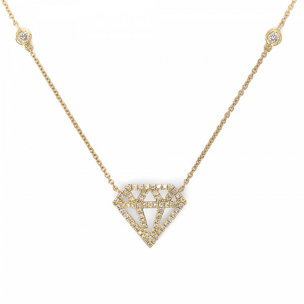 Image of Diamond Shaped Necklace with 0.62ct Natural Diamonds in Yellow Gold