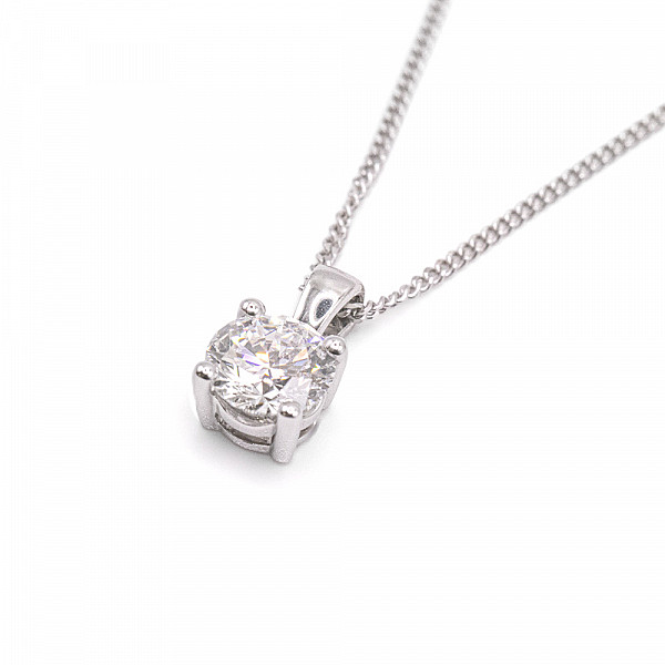 Image of 0.77ct Natural Round Brilliant Cut Diamond Pendant in Platinum