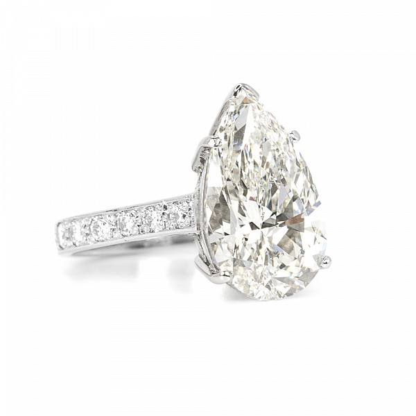 Image of 7.04ct Natural Pear Brilliant Cut Diamond Ring in Platinum