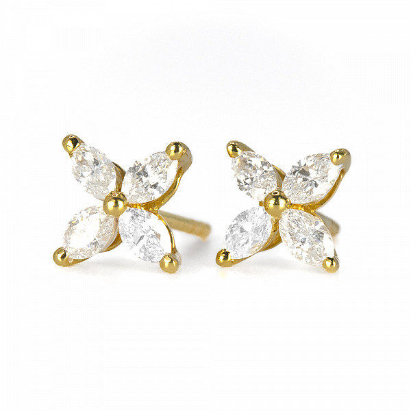 Image of 0.59ct Diamond Floral Stud Earrings in Yellow Gold