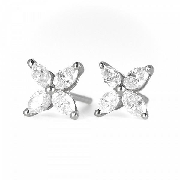 Image of 0.55ct Diamond Floral Stud Earrings in White Gold