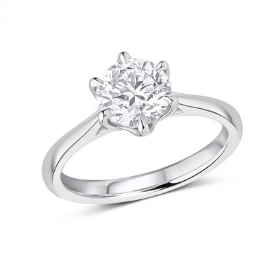 Round Brilliant Solitaire with Plain Shoulders Engagement Ring Metal Image