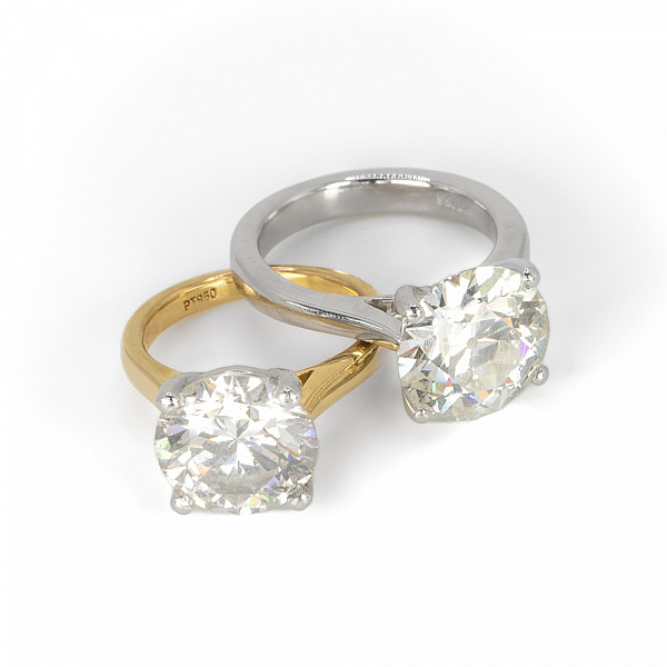 Image of 5.30ct Natural Round Brilliant Cut Diamond Solitaire Ring in Platinum