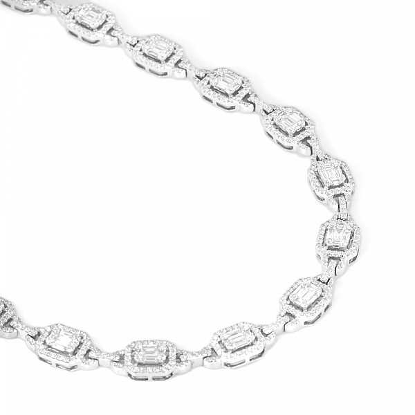 Image of 8.62ct Art Deco Natural Diamond Necklace in White Gold