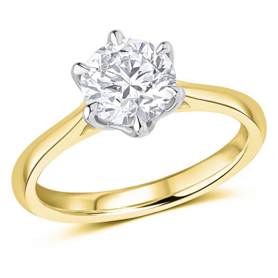 Round Brilliant Solitaire with Plain Shoulders Engagement Ring Metal Image